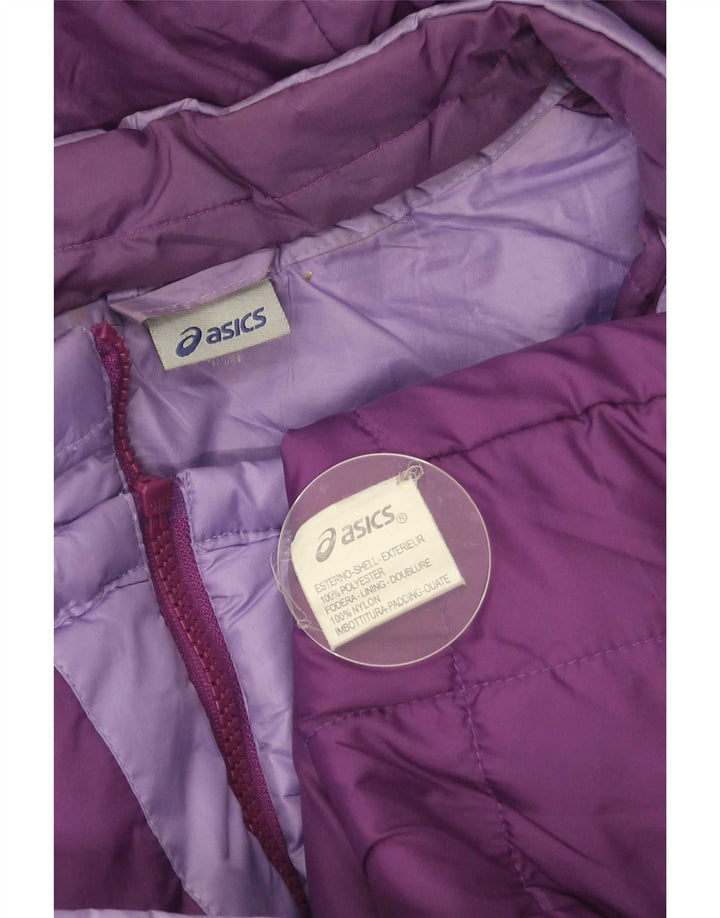 Asics Womens Hooded Padded Jacket UK 10 Small Purple Polyester