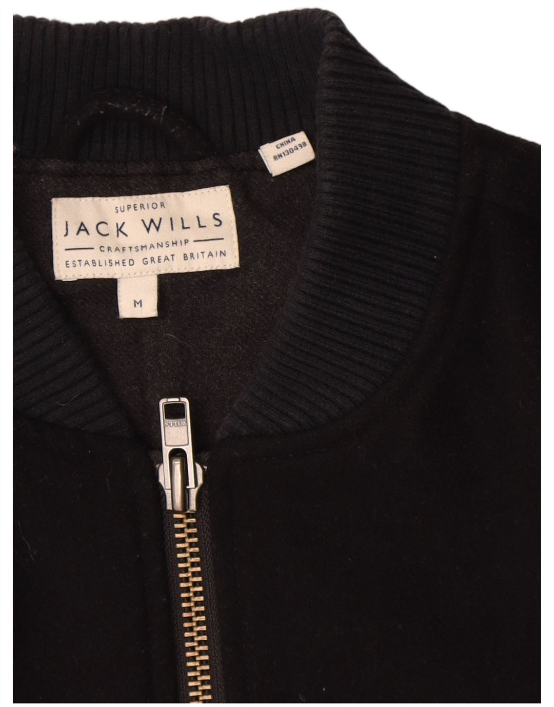 Jack Wills Mens Bomber Jacket UK 38 Medium Navy Blue Wool