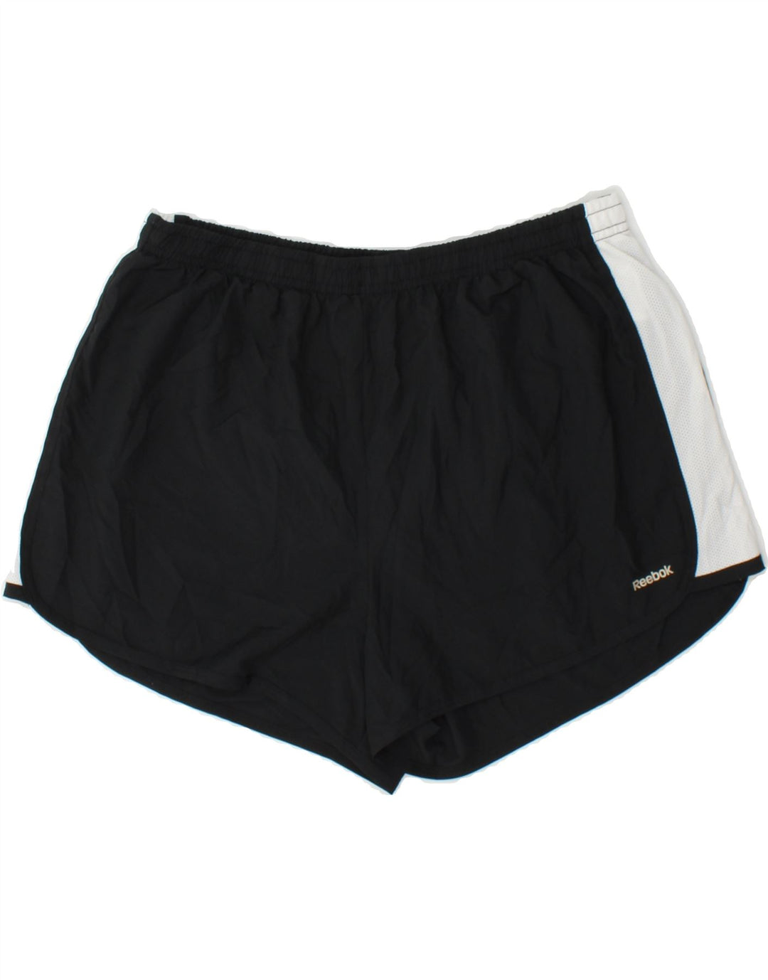 REEBOK Womens Sport Shorts UK 14 Large Black Colourblock Polyester Vintage Reebok and Second-Hand Reebok from Messina Hembry 
