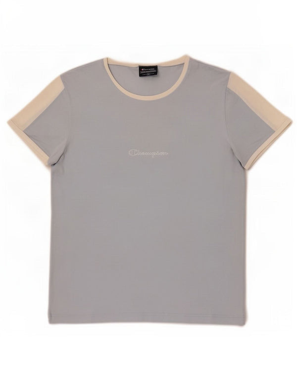 Champion Womens T-Shirt Top UK 18 XL Blue Colourblock Cotton