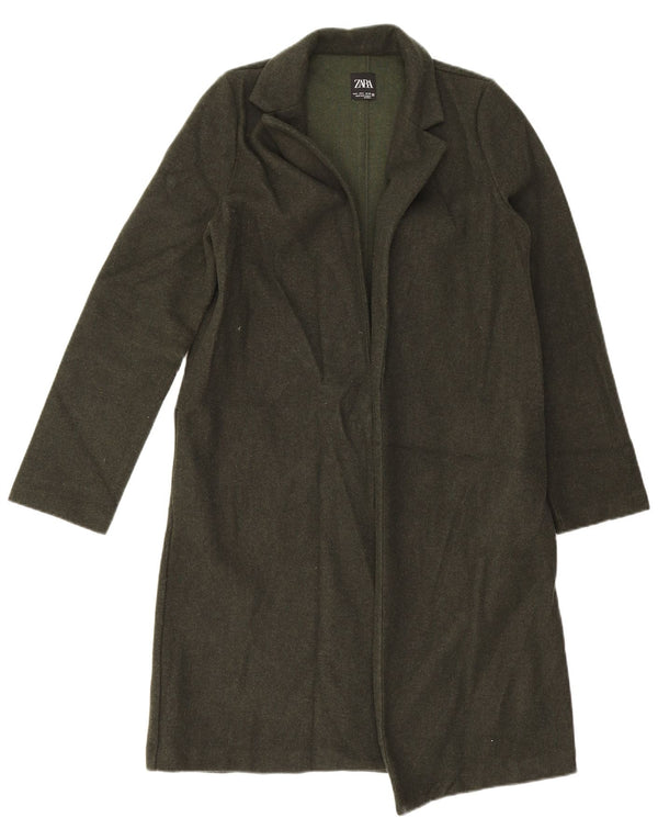 Zara Womens Open Oversized Overcoat UK 10 Small Khaki
