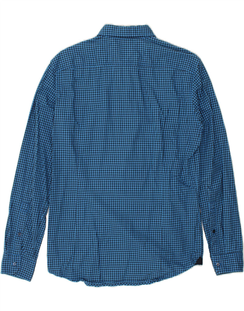 HUGO BOSS Mens Slim Fit Shirt Large Blue Gingham Cotton | Vintage Hugo Boss | Thrift | Second-Hand Hugo Boss | Used Clothing | Messina Hembry 