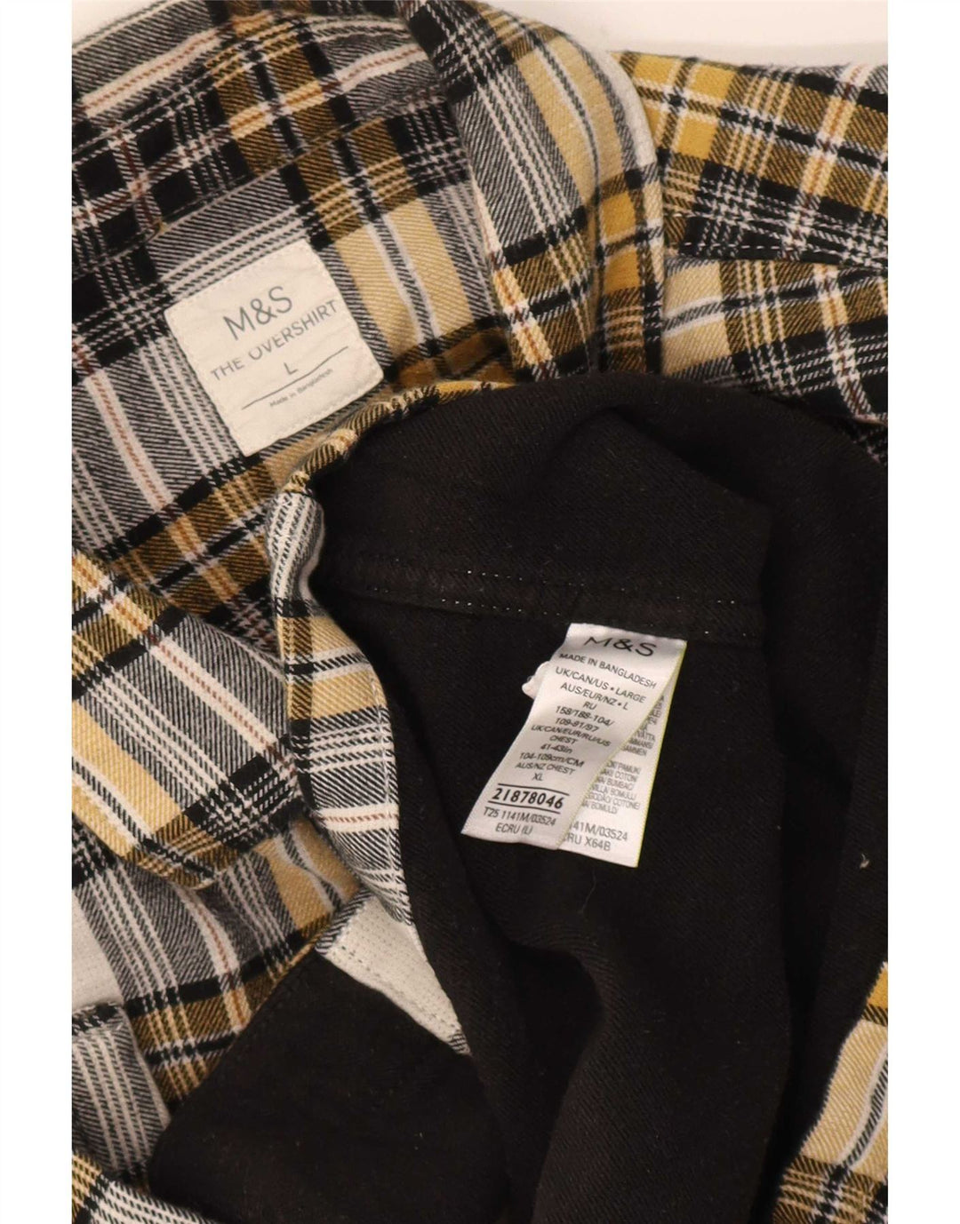 Marks & Spencer Mens Overshirt Flannel Shirt Large Yellow Check Cotton