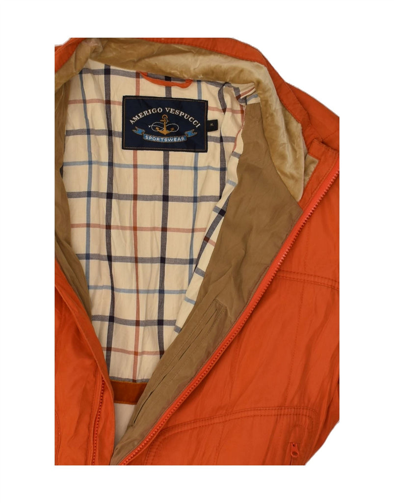 AMERIGO VESPUCCI Mens Bomber Jacket UK 42 XL Orange Polyester | Vintage Amerigo Vespucci | Thrift | Second-Hand Amerigo Vespucci | Used Clothing | Messina Hembry 