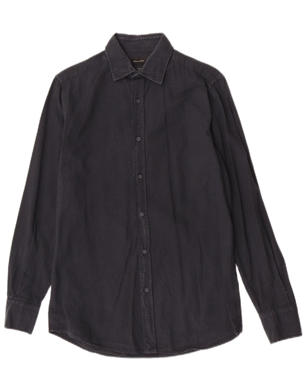 Massimo Dutti Mens Shirt Small Navy Blue Cotton