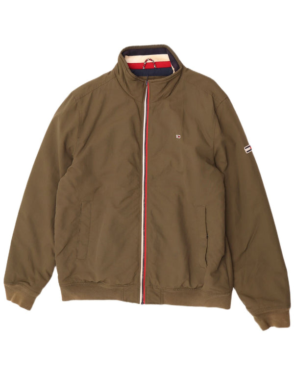 Tommy Hilfiger Mens Bomber Jacket UK 42 XL Khaki Polyamide