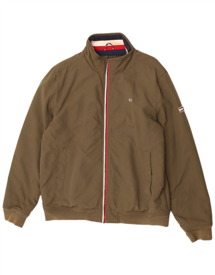 Tommy Hilfiger Mens Bomber Jacket UK 42 XL Khaki Polyamide