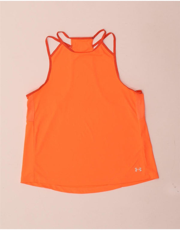 Under Armour Womens Vest Top UK 14 Large Orange Polyester