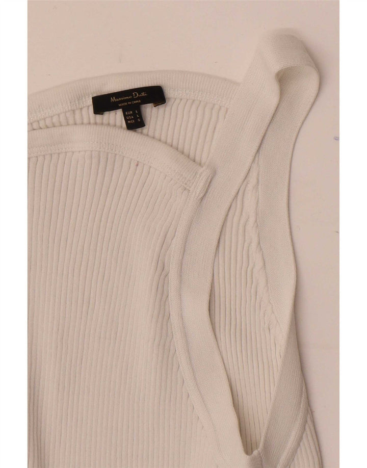 Massimo Dutti Womens Crop Vest Top UK 14 Large White