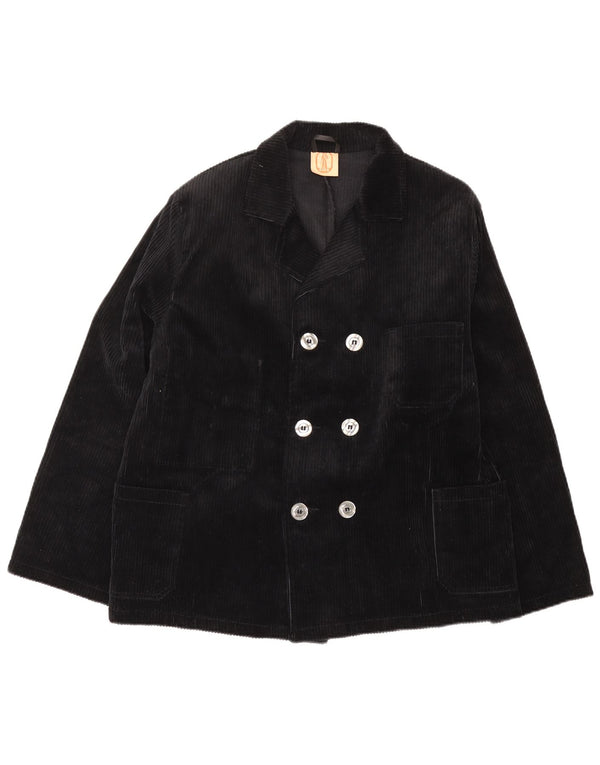 Vintage Mens Double Breasted Corduroy Blazer Jacket EU 52 XL Navy Blue