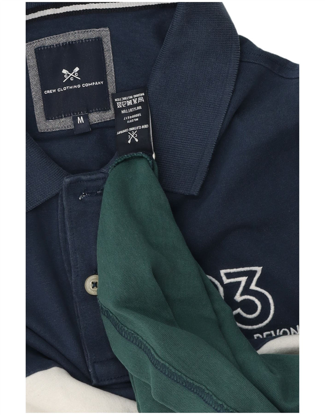 Crew Clothing Mens Polo Shirt Medium Blue Colourblock Cotton