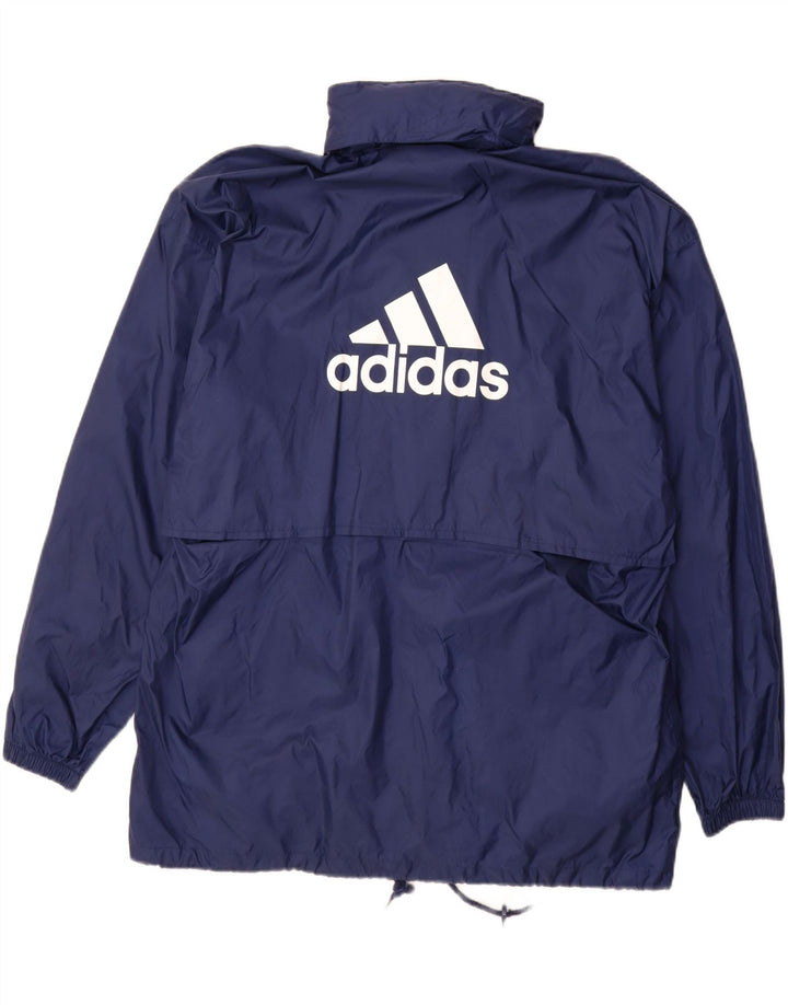 ADIDAS Mens Graphic Rain Jacket UK 40/42 Medium Navy Blue Polyamide