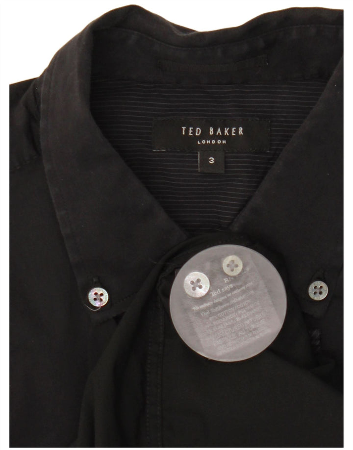Ted Baker Mens Shirt Size 3 Medium Black Cotton