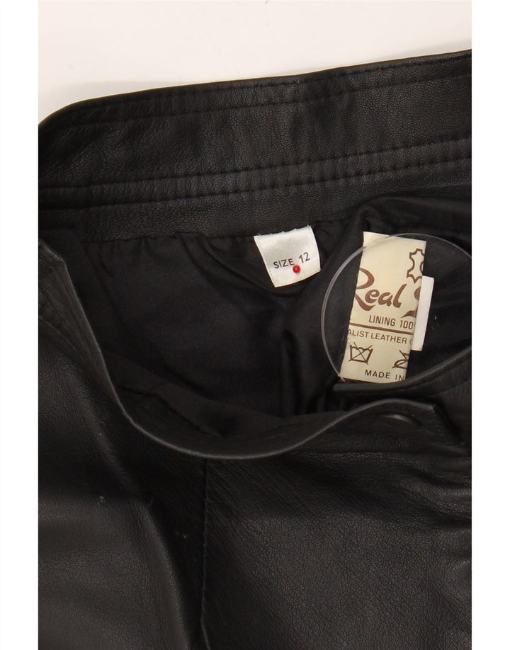 VINTAGE Womens Leather Skirt UK 12 Medium W26  Black Leather Vintage Vintage and Second-Hand Vintage from Messina Hembry 