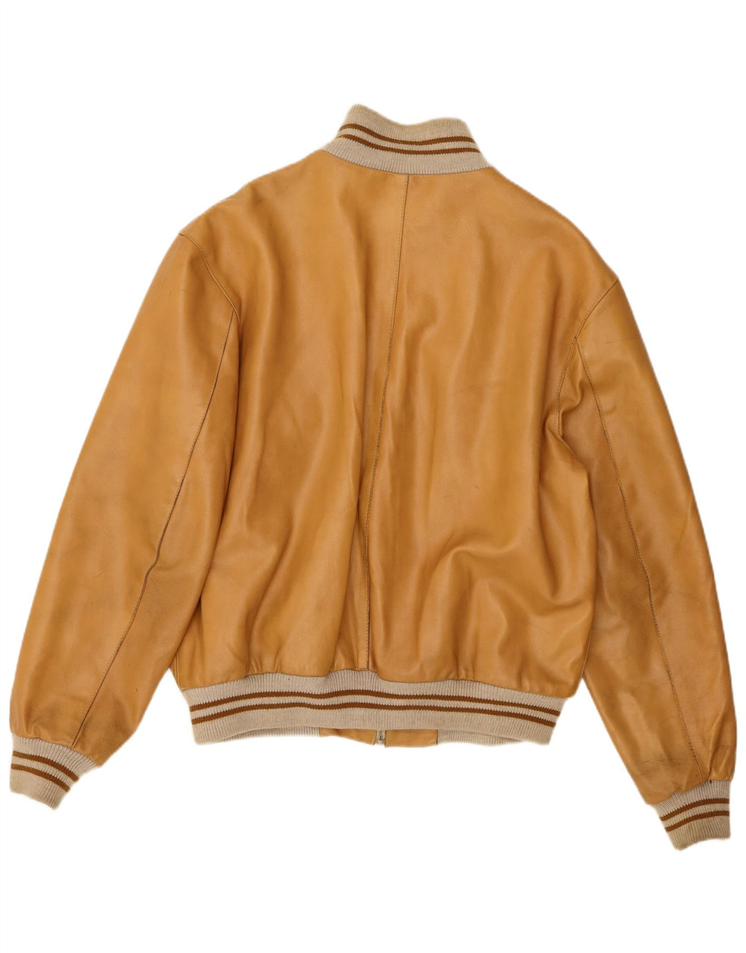 Vintage Mens Bomber Leather Jacket UK 42 XL Beige Leather