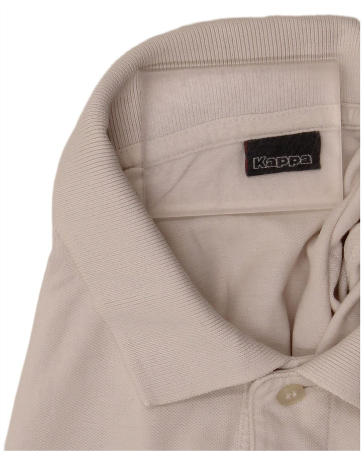 Kappa Mens Long Sleeve Polo Shirt Medium White Cotton