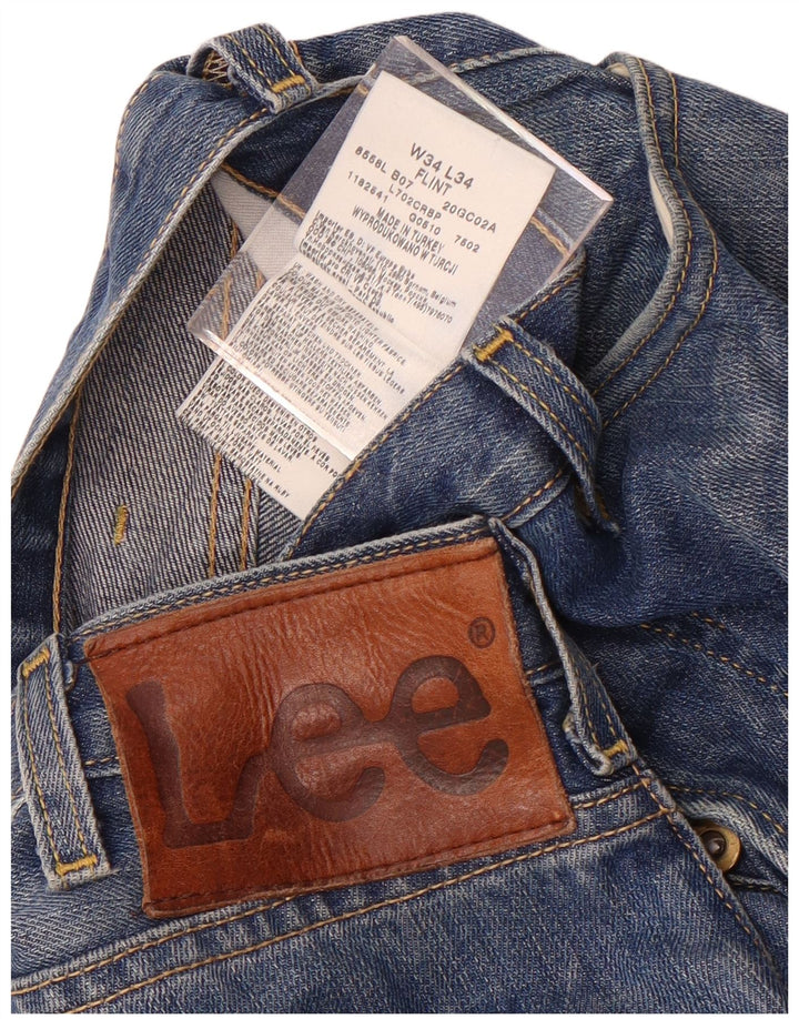 Lee Mens Flint Straight Jeans  W34 L34 Blue Cotton