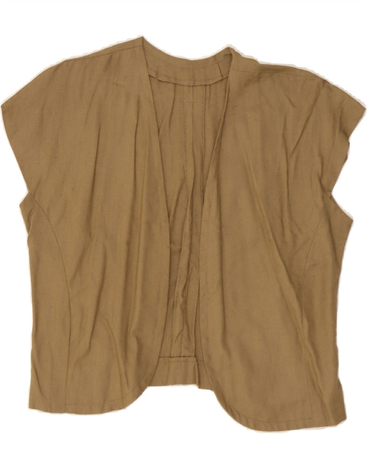 VINTAGE Womens Crop Cardigan Top UK 16 Large Beige Vintage Vintage and Second-Hand Vintage from Messina Hembry 