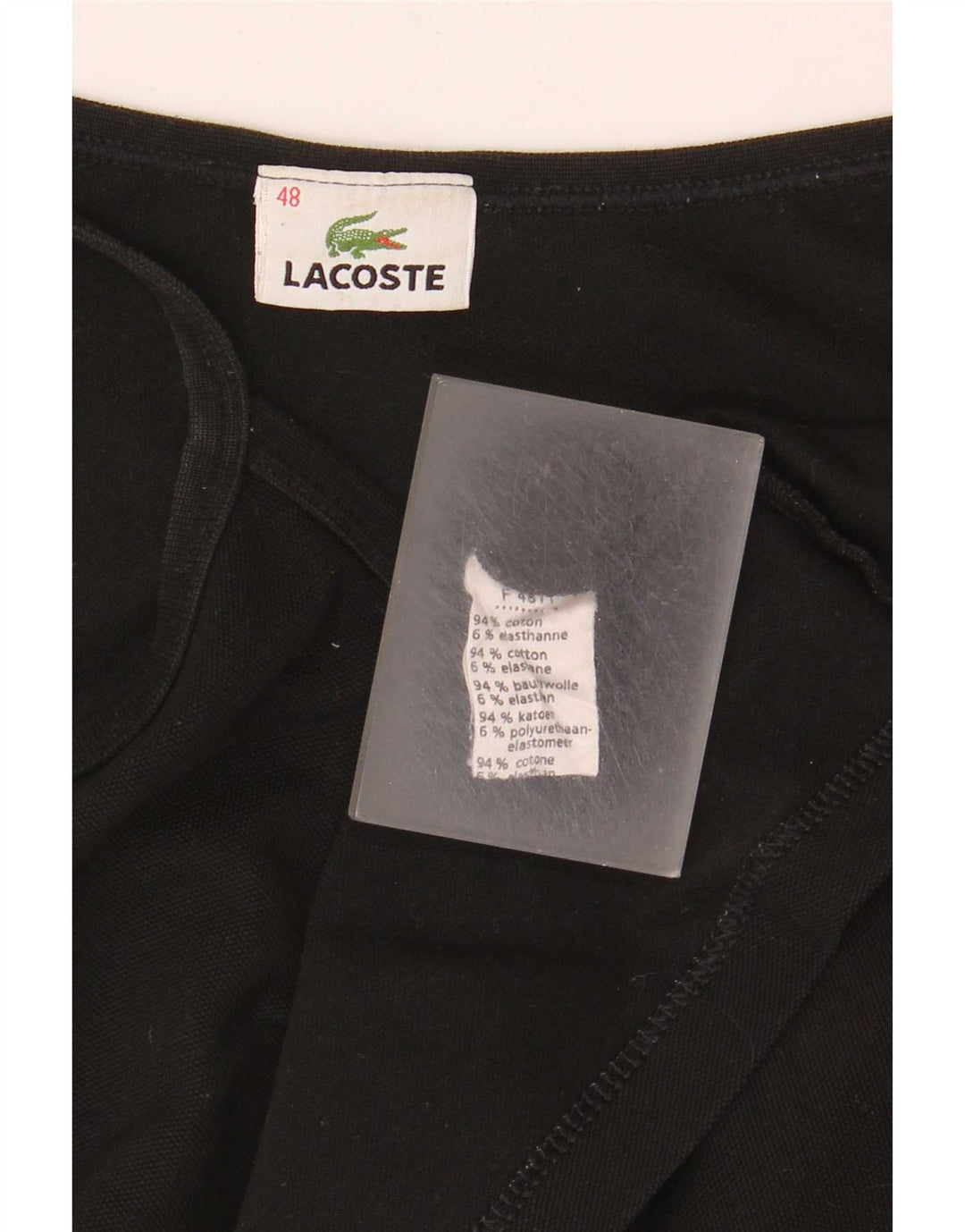 Lacoste Womens Cami Top Size 48 XL Black Cotton