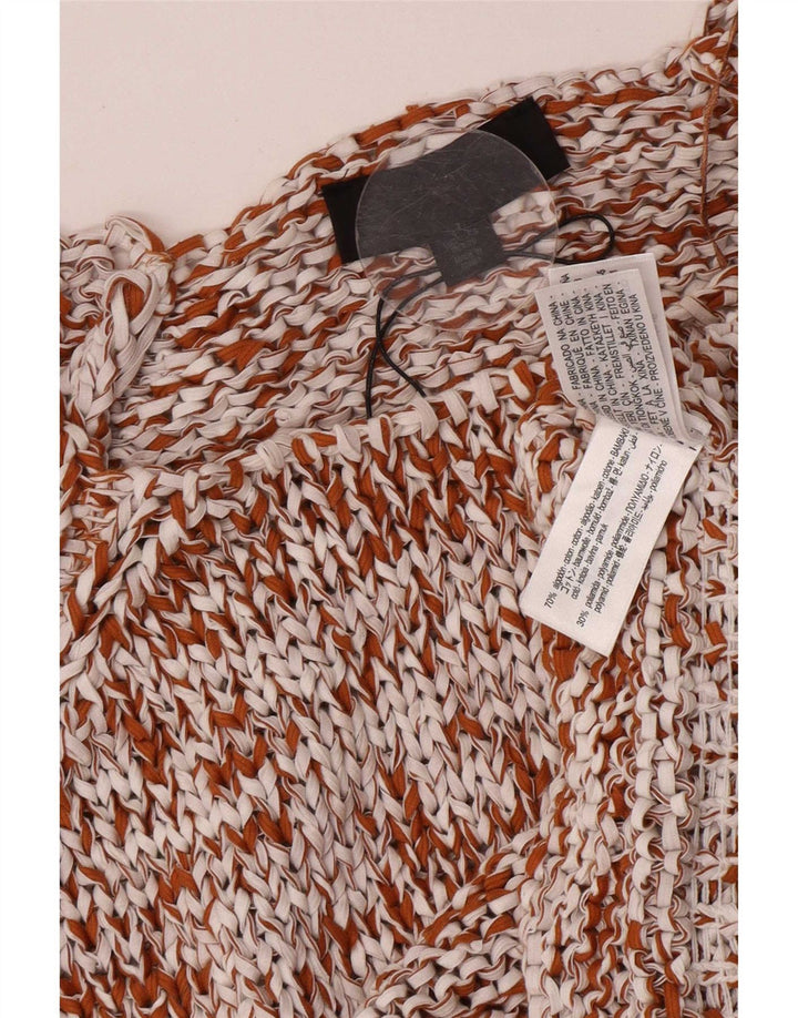 Zara Womens Oversized Crochet Blouse Top UK 10 Small Brown Cotton