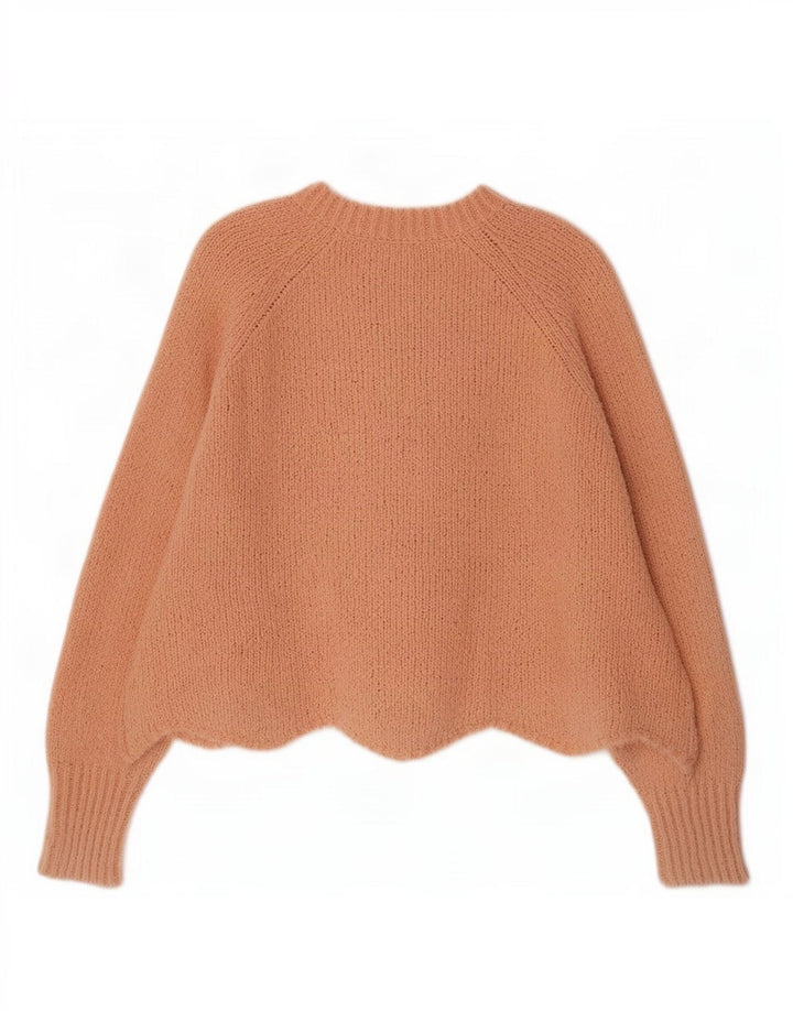 Zara Womens Oversized Crop Boat Neck Jumper Sweater UK 14 Medium Pink