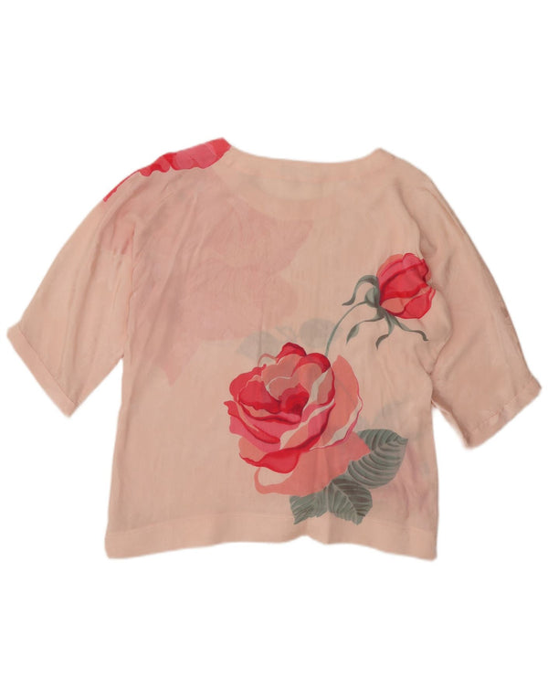 Mario Pucci Cecconi Womens See Through Blouse Top IT 44 Medium Pink Floral