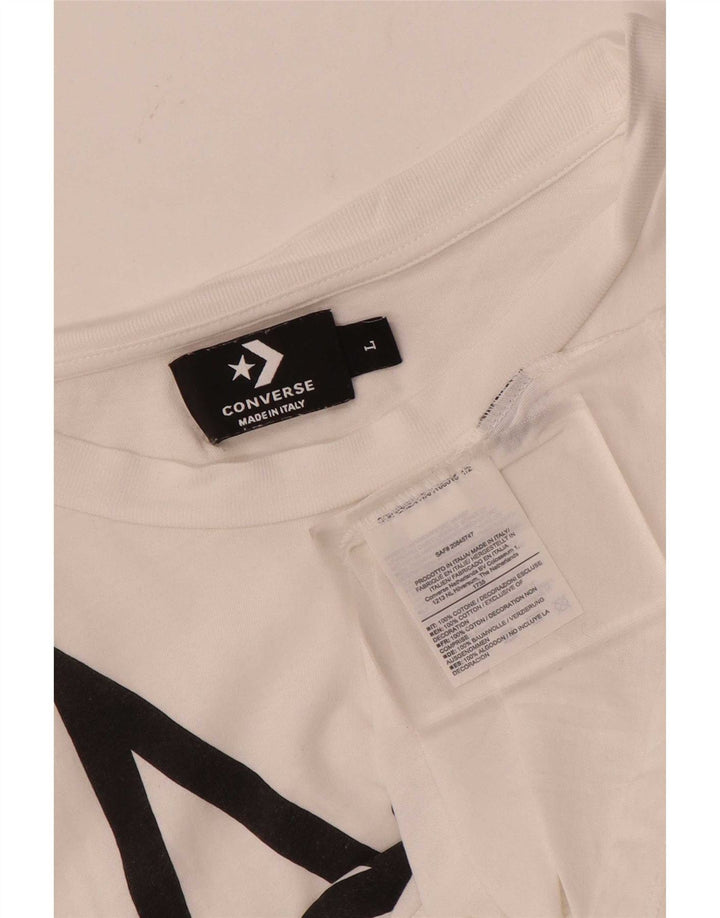 Converse Womens Graphic T-Shirt Top UK 14 Large White Cotton