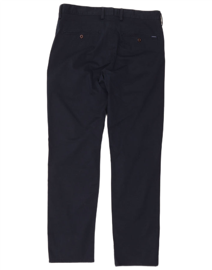 Gant Mens Straight Regular Chino Trousers W36 L31 Navy Blue