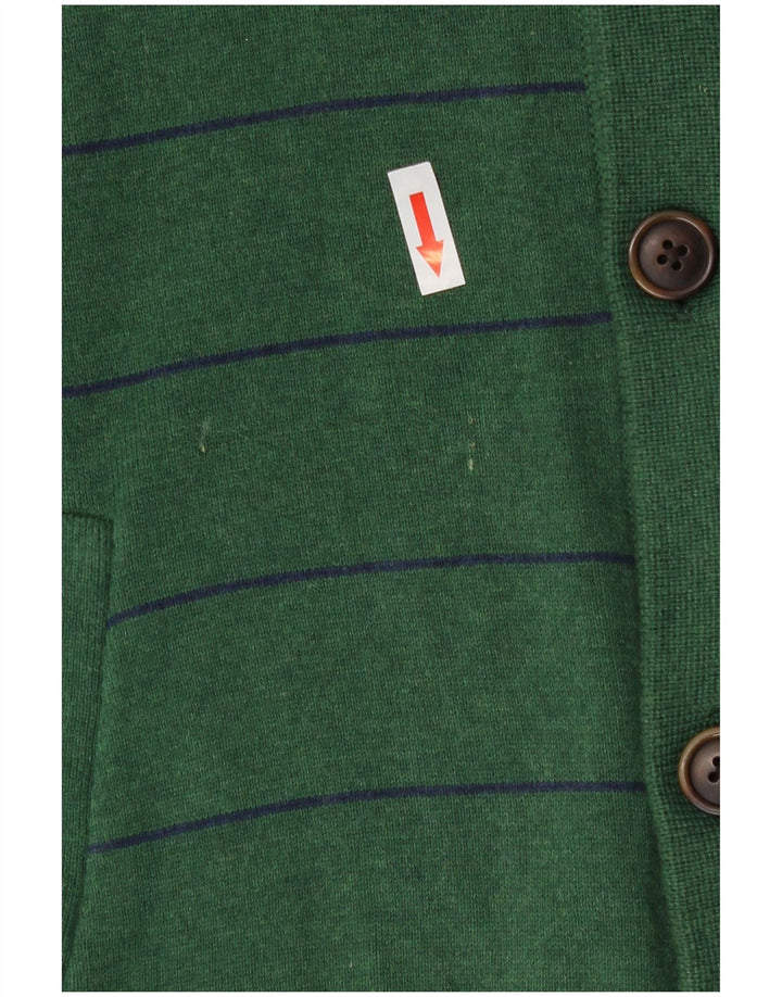Tommy Hilfiger Mens Cardigan Sweater Medium Green Striped Cotton