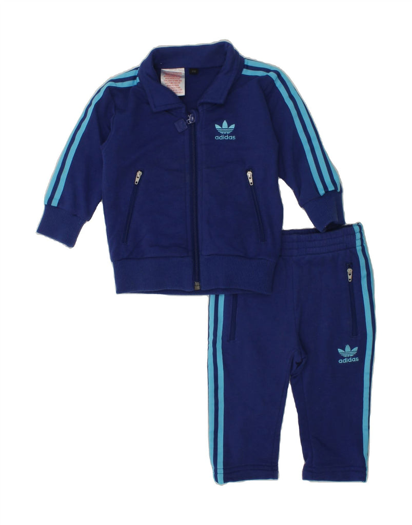 ADIDAS Baby Boys Full Tracksuit 9-12 Months Blue Cotton | Vintage Adidas | Thrift | Second-Hand Adidas | Used Clothing | Messina Hembry 