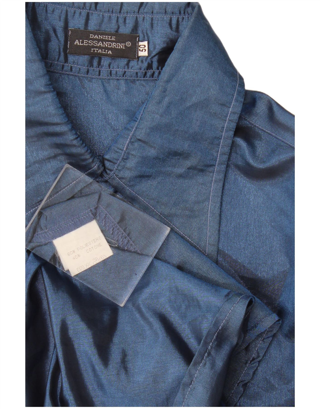 Daniele Alessandrini Mens Shirt IT 50 Medium Navy Blue Polyester