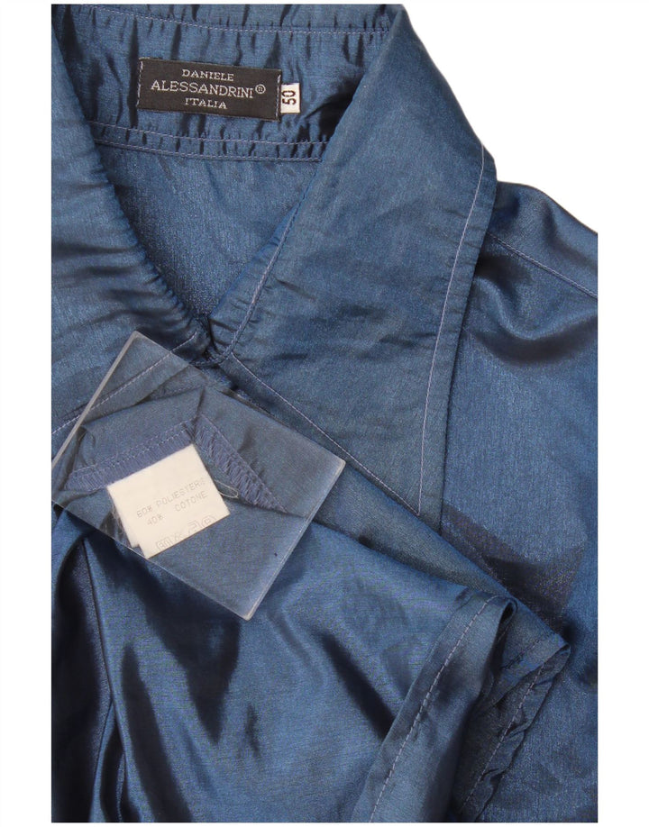 Daniele Alessandrini Mens Shirt IT 50 Medium Navy Blue Polyester
