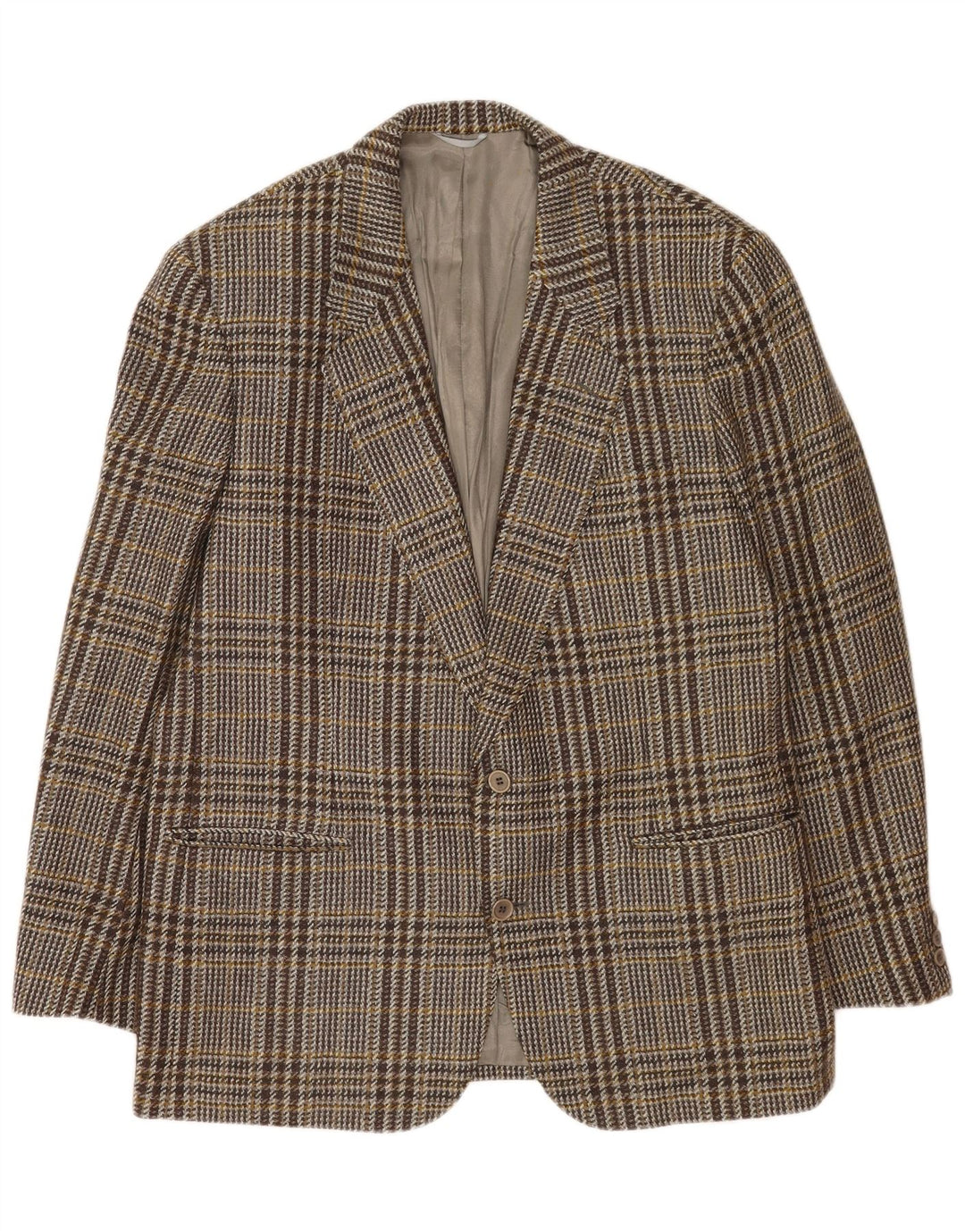 Yves Saint Laurent Mens 2 Button Blazer Jacket IT 54 2XL Grey Check Wool