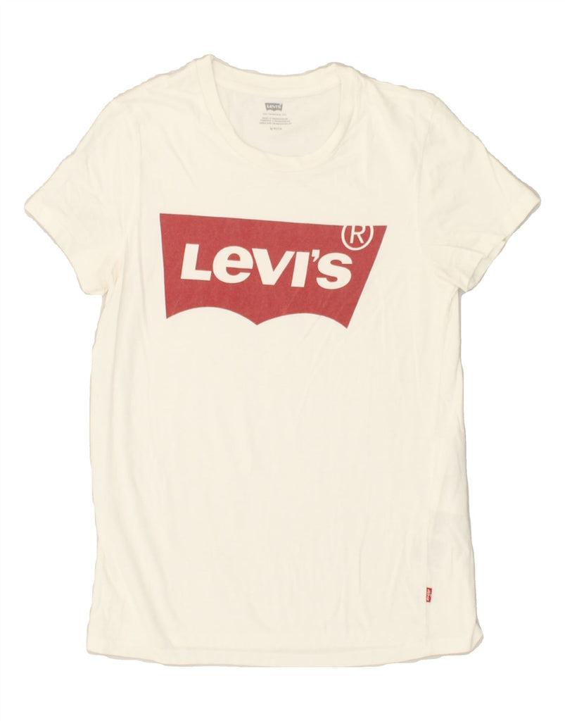 LEVI'S Womens Graphic T-Shirt Top UK 10 Small White Cotton | Vintage Levi's | Thrift | Second-Hand Levi's | Used Clothing | Messina Hembry 