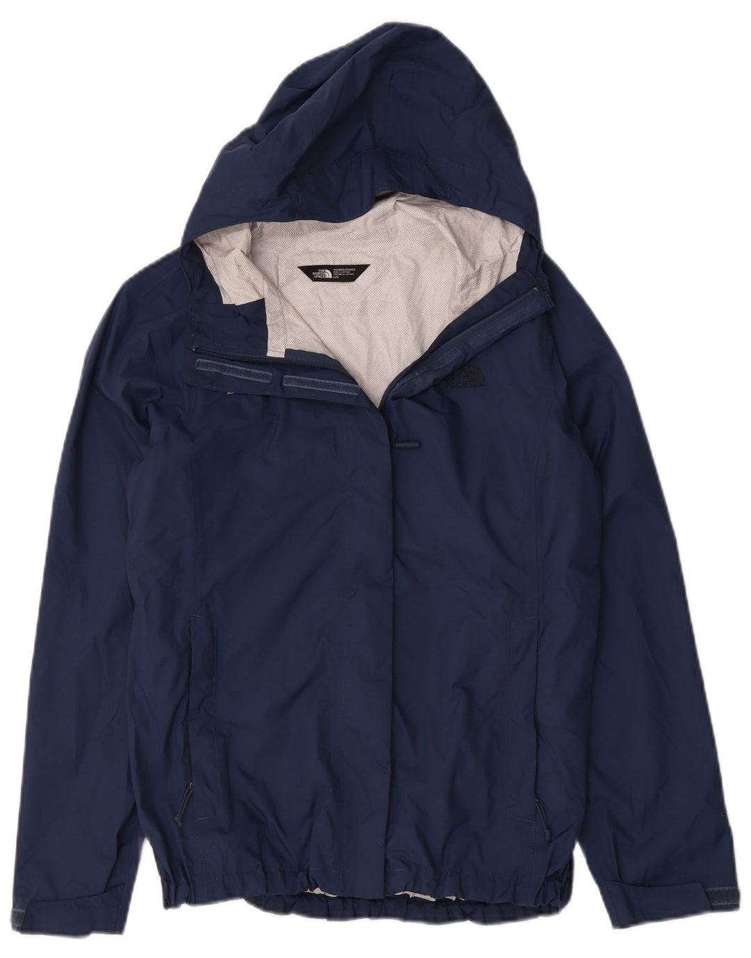The North Face Womens Hooded Rain Jacket UK 16 Large Navy Blue