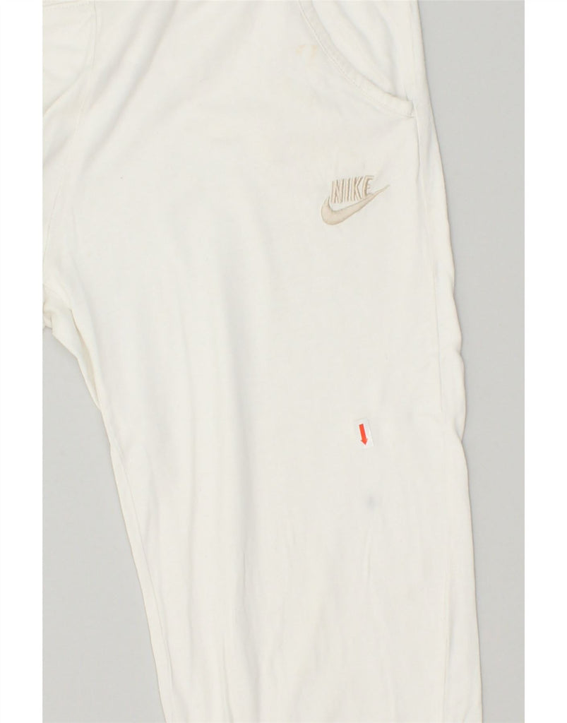 NIKE Womens Crop Tracksuit Trousers Joggers UK 10/12 Medium White | Vintage Nike | Thrift | Second-Hand Nike | Used Clothing | Messina Hembry 