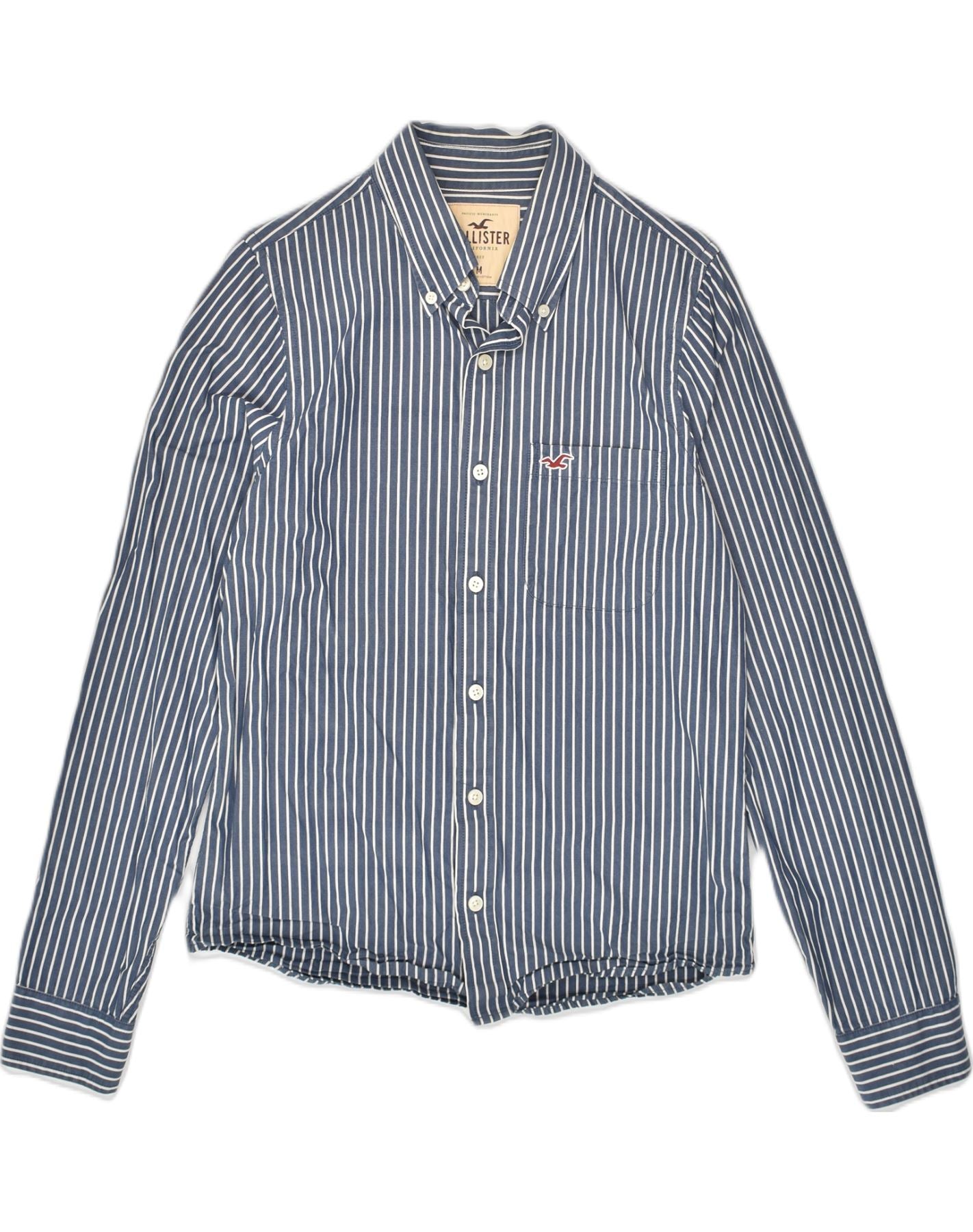HOLLISTER Mens Shirt Medium Blue Striped Cotton