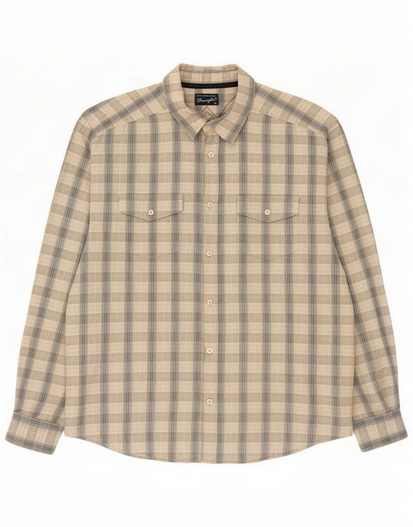 Wrangler Mens Shirt XL Beige Check Cotton