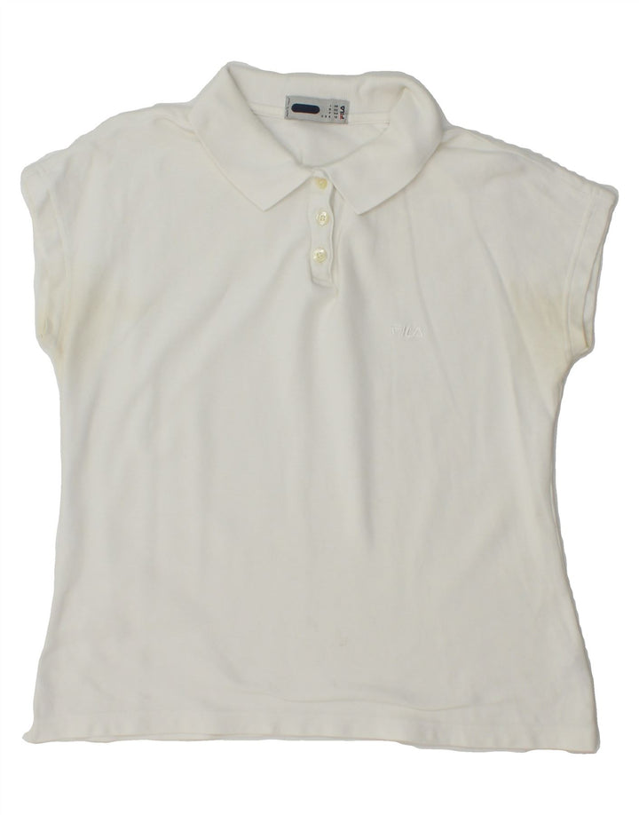 FILA Womens Polo Shirt IT 48 XL White Cotton Vintage Fila and Second-Hand Fila from Messina Hembry 