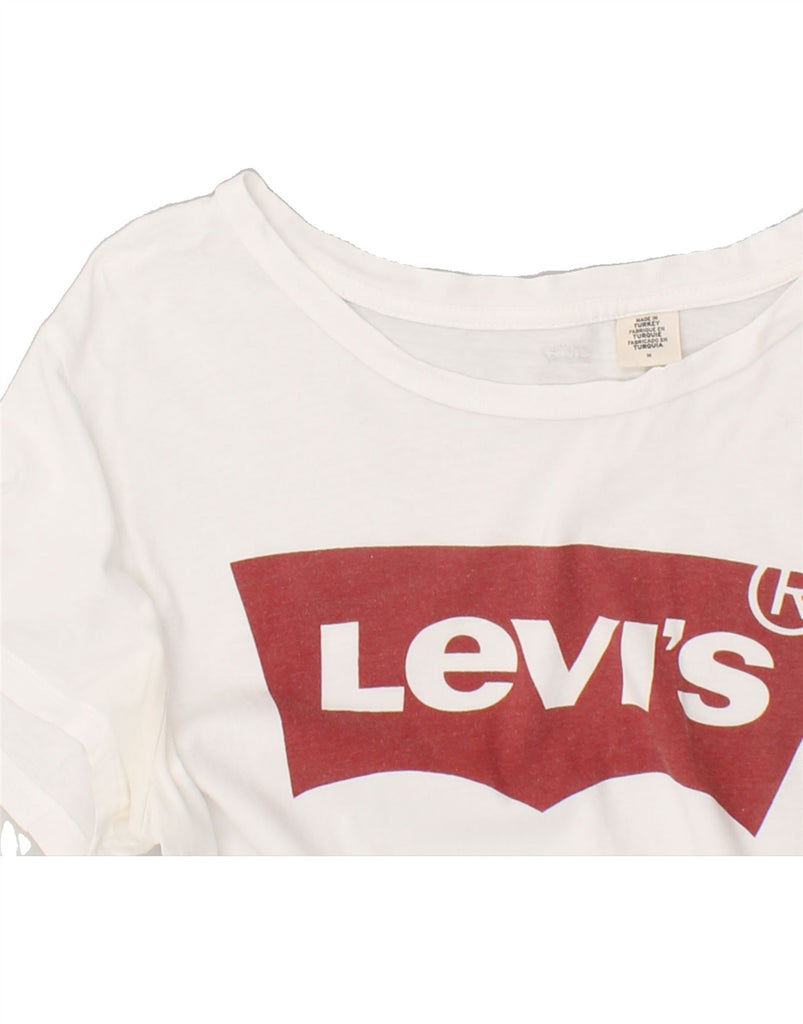 LEVI'S Womens Graphic T-Shirt Top UK 14 Medium White | Vintage Levi's | Thrift | Second-Hand Levi's | Used Clothing | Messina Hembry 