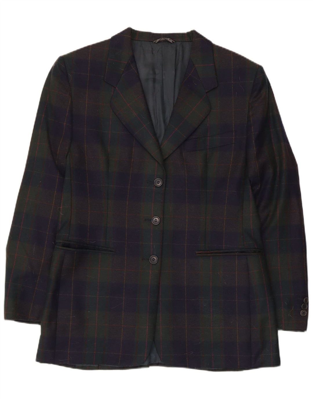 Vintage Womens 3 Button Blazer Jacket UK 14 Medium Multicoloured Check