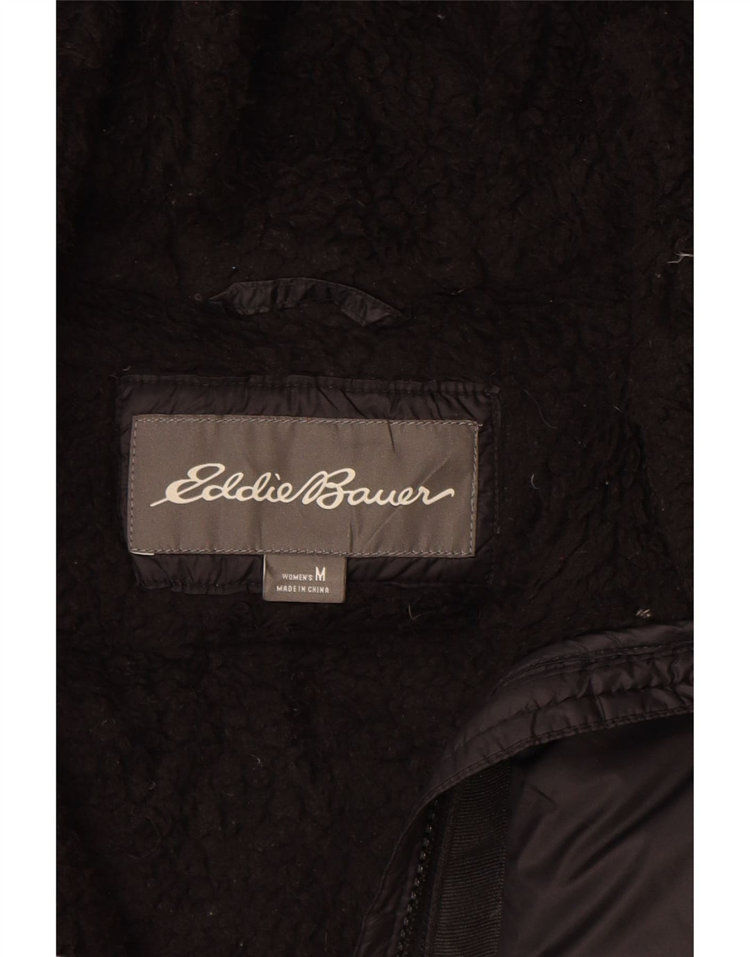 Eddie Bauer Womens Hooded Padded Jacket UK 14 Medium Black Nylon