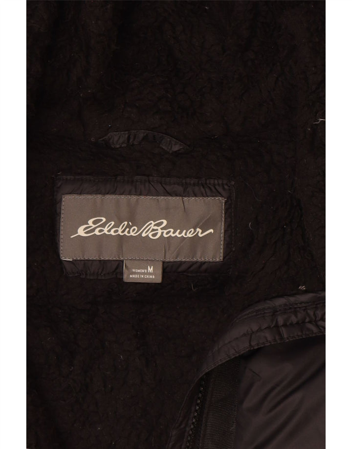 Eddie Bauer Womens Hooded Padded Jacket UK 14 Medium Black Nylon