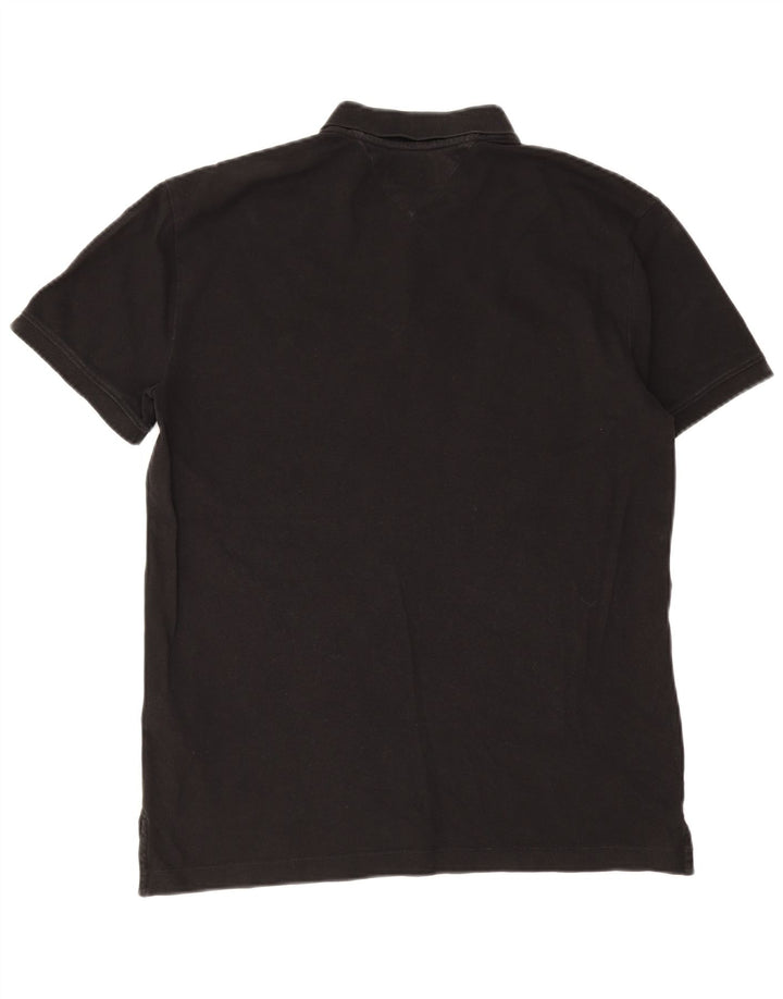 Tommy Hilfiger Mens Polo Shirt Large Black Cotton