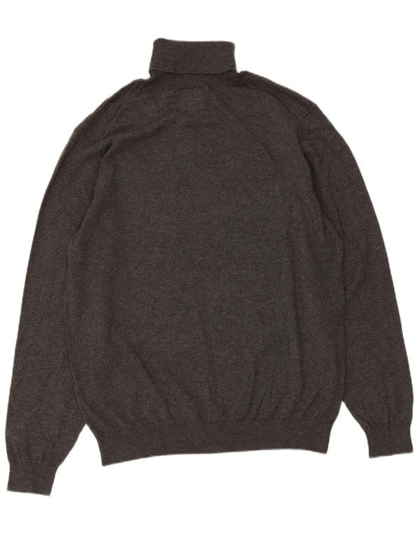 Zara Mens Roll Neck Jumper Sweater Large Grey Flecked Viscose