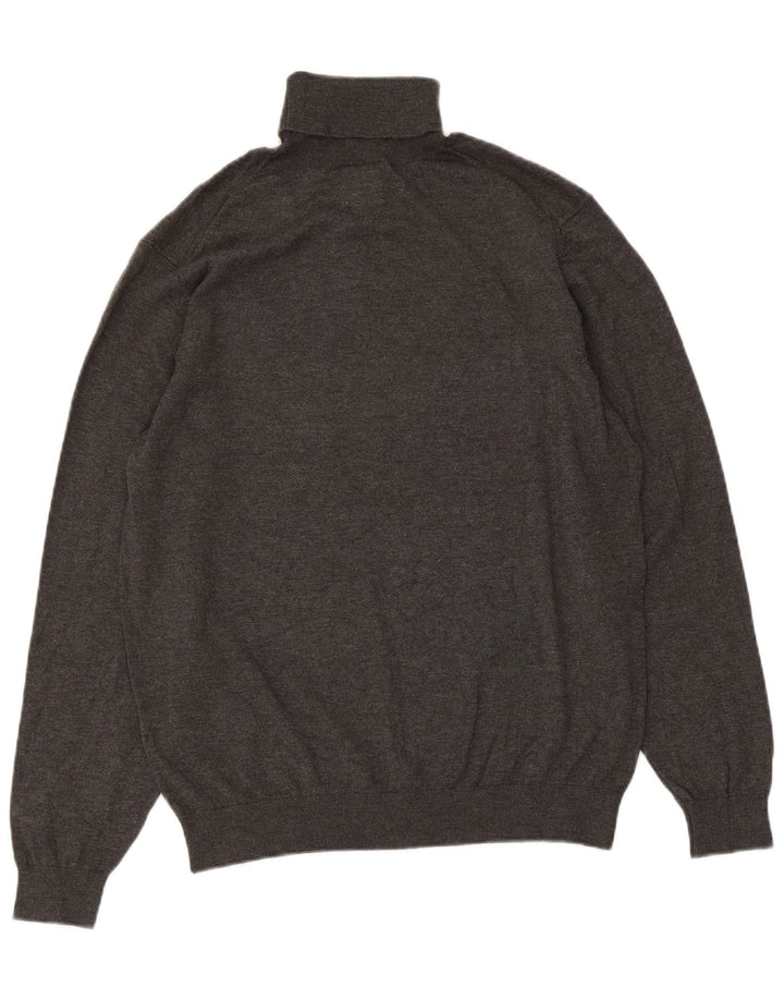 Zara Mens Roll Neck Jumper Sweater Large Grey Flecked Viscose
