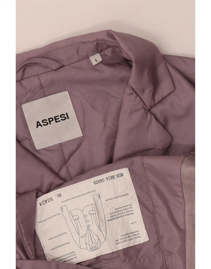 Aspesi Womens 3 Button Padded Blazer Jacket UK 14 Large Purple Nylon