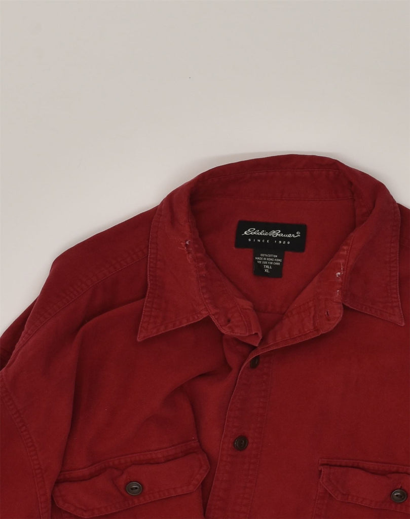 EDDIE BAUER Mens Tall Shirt XL Burgundy Cotton | Vintage Eddie Bauer | Thrift | Second-Hand Eddie Bauer | Used Clothing | Messina Hembry 