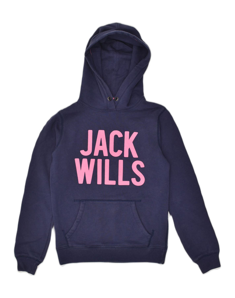 JACK WILLS Womens Hoodie Jumper UK 8 Small Navy Blue Cotton | Vintage Jack Wills | Thrift | Second-Hand Jack Wills | Used Clothing | Messina Hembry 