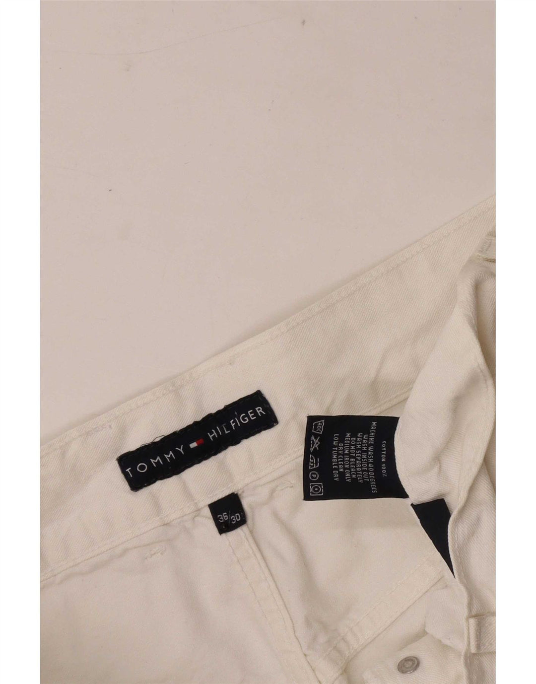 Tommy Hilfiger Mens Straight Jeans W36 L30 White Cotton